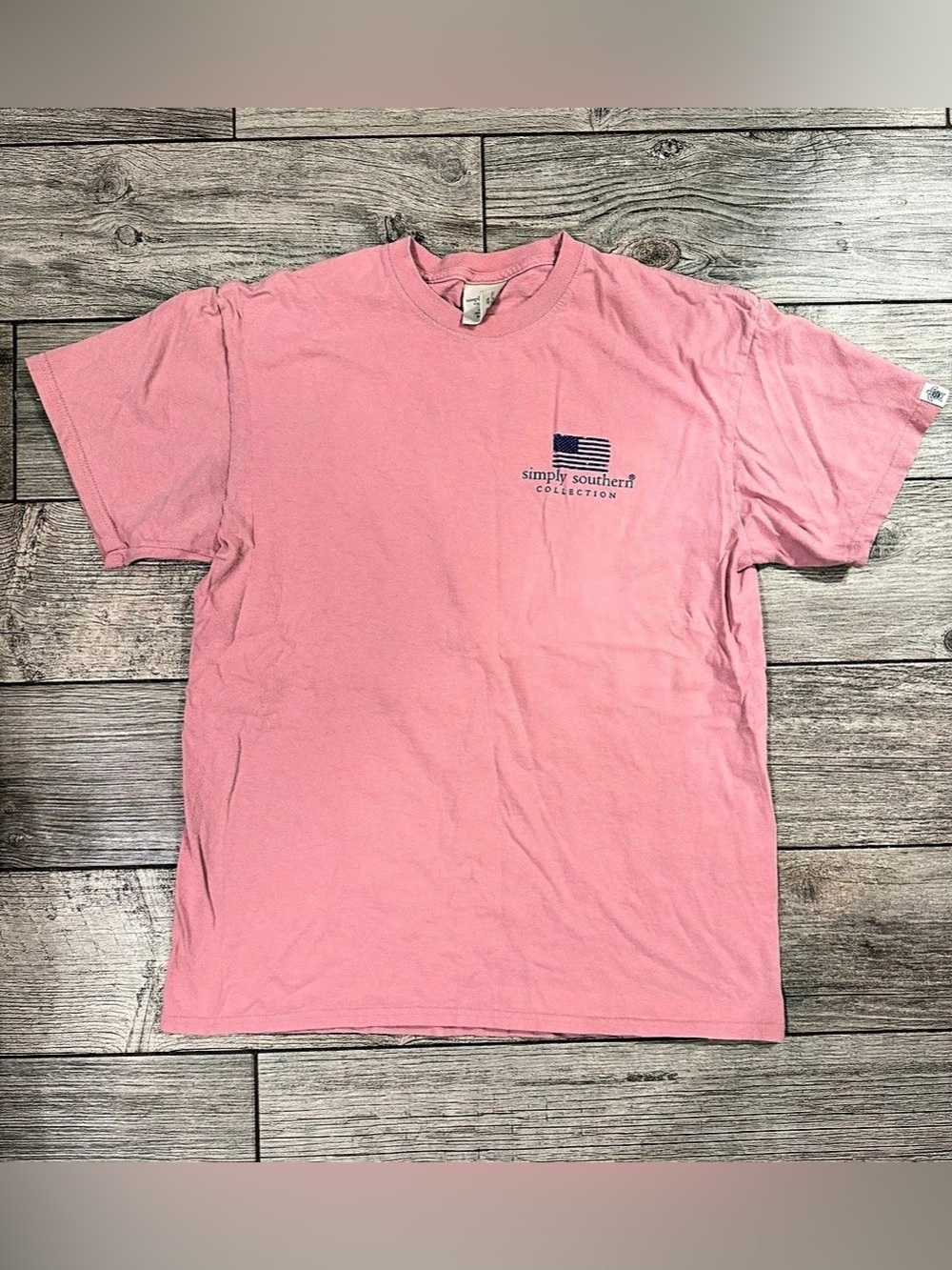 Simply Southern Golden Retriever American Flag T-Shirt Tee Pink Medium